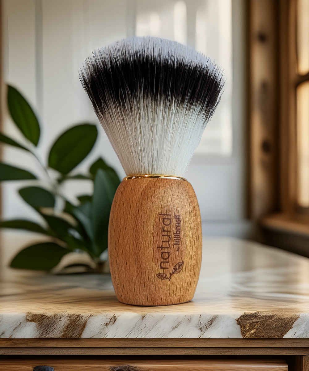 Natural by Hillbrush Synthetic Vegan Shaving Brush, Light Finish