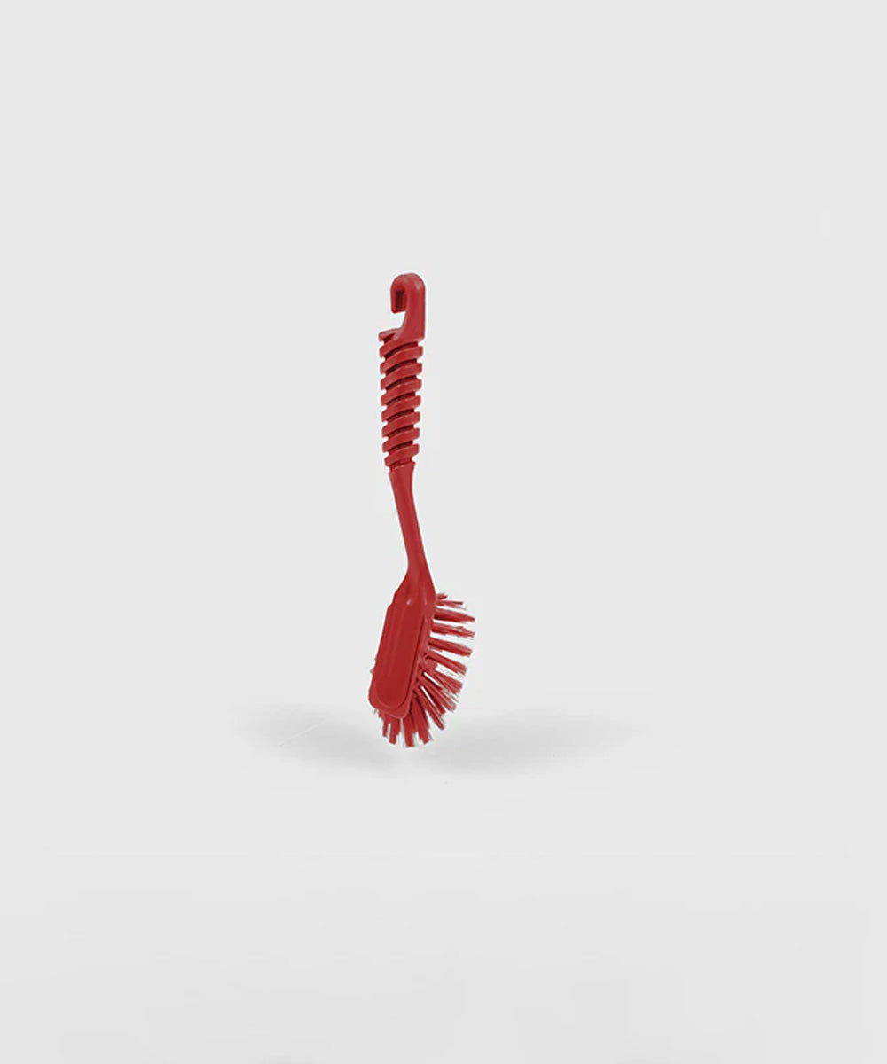 Everyday Dish Brush With Scraper (Red) - Medium Stiff