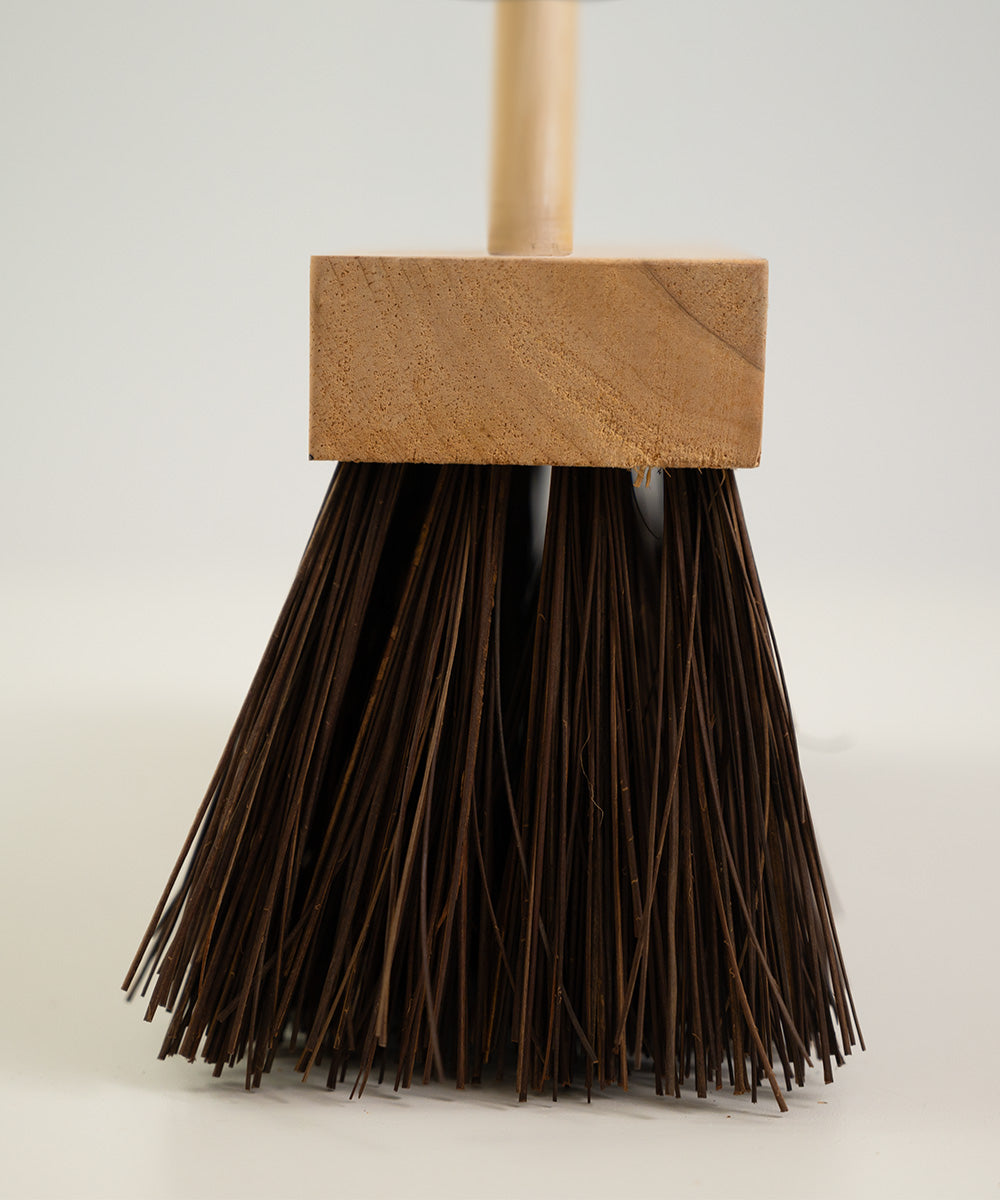 Traditional Wooden Flat Top Broom With Handle - Stiff