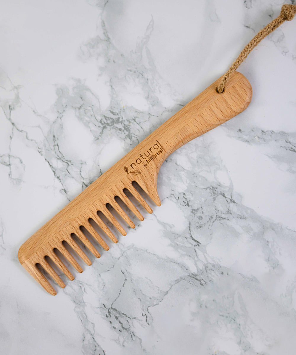 Natural by Hillbrush 100% Biodegradable Wide Tooth Comb With Handle