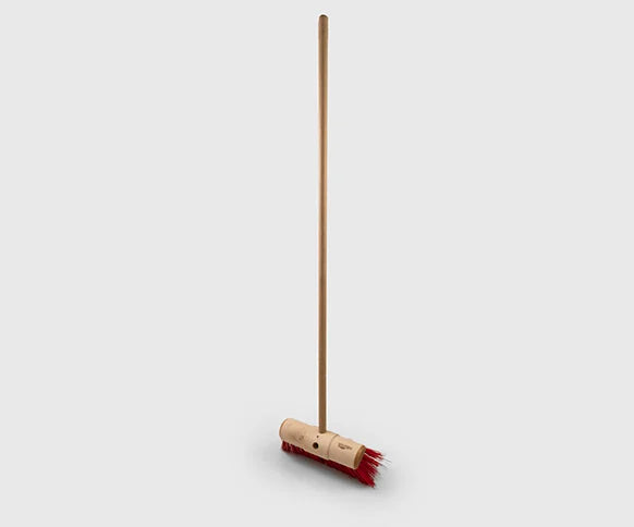 Traditional Wooden Yard Broom With Handle - Stiff