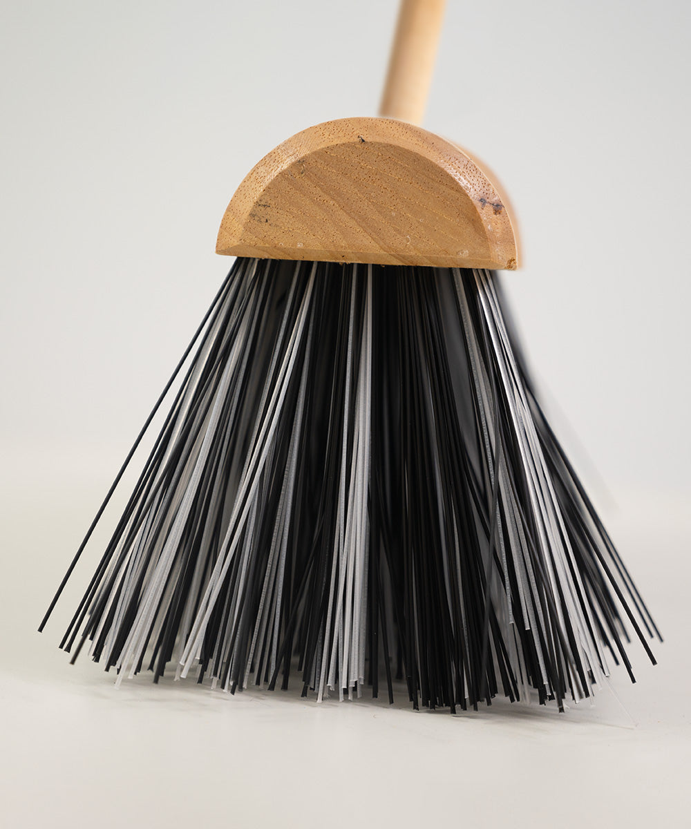 Traditional Wooden Yard Broom With Handle - Stiff