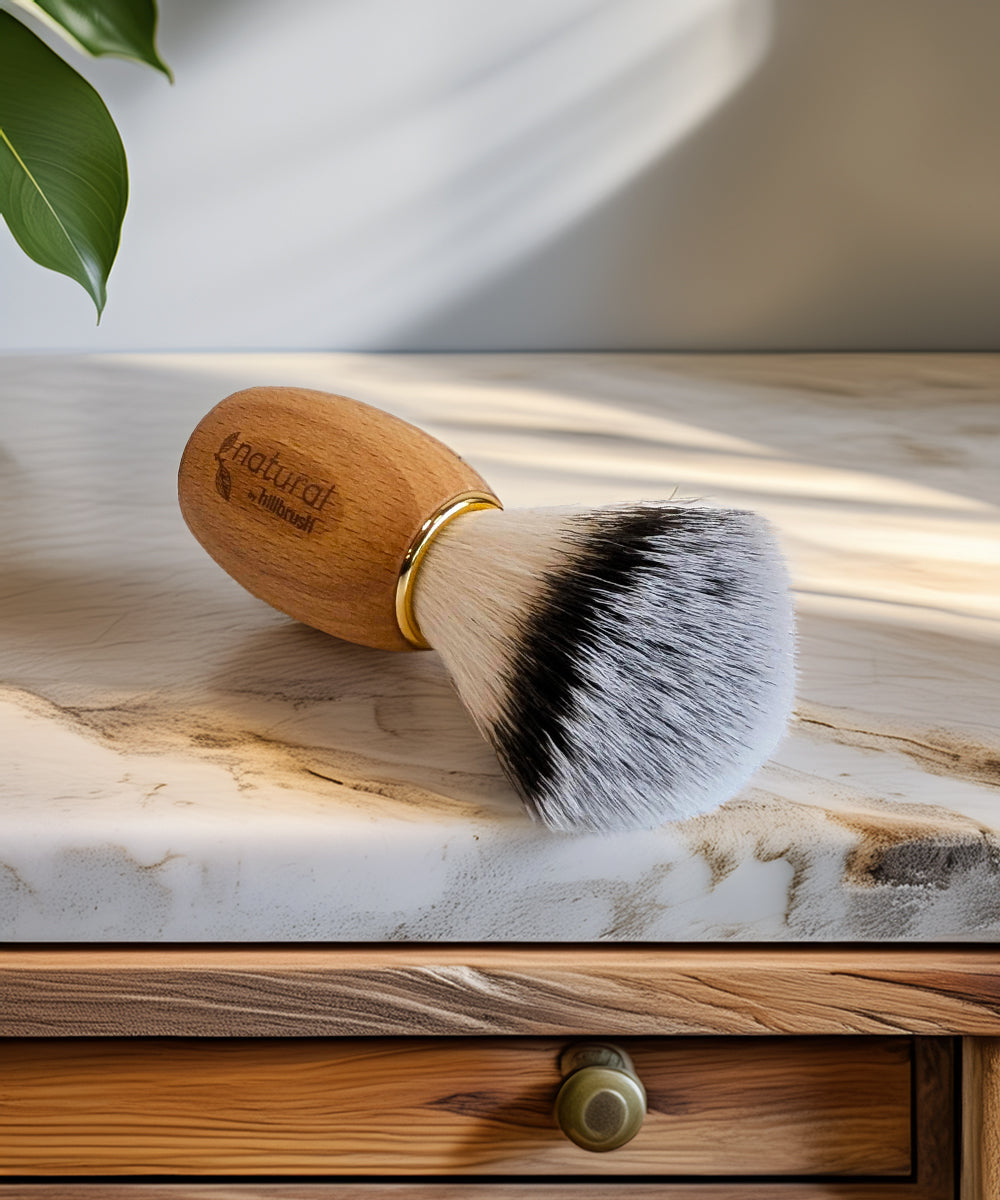 Natural by Hillbrush Synthetic Vegan Shaving Brush, Light Finish