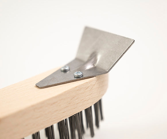 Traditional Wire Scratch Brush With Scraper - Stiff