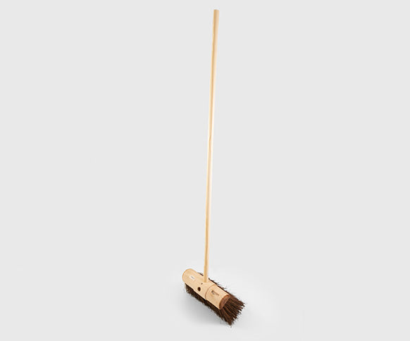 Traditional Wooden Yard Broom With Handle - Stiff